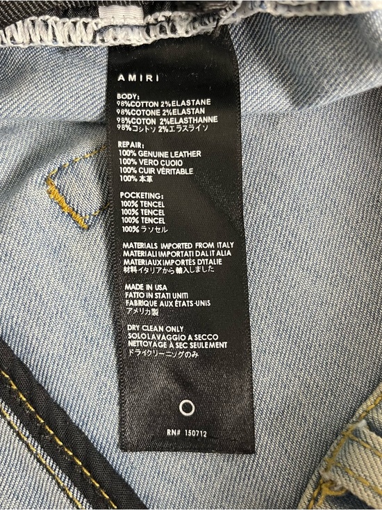 AMIRI Men’s Light Blue Denim Jeans with Distressing Patchwork Bandana Size 40 - Picture 9 of 13